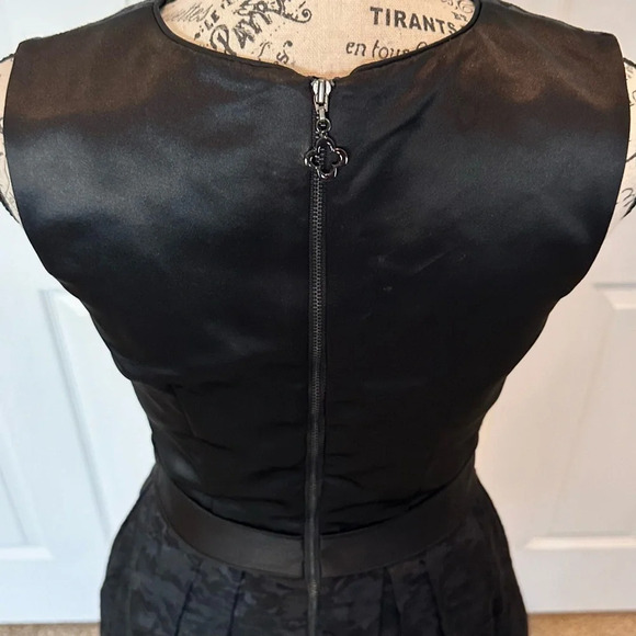 PINK TARTAN Black Brocade Sleeveless Pleated Cocktail Party Dress Sz 2 STUNNING - Picture 6 of 14